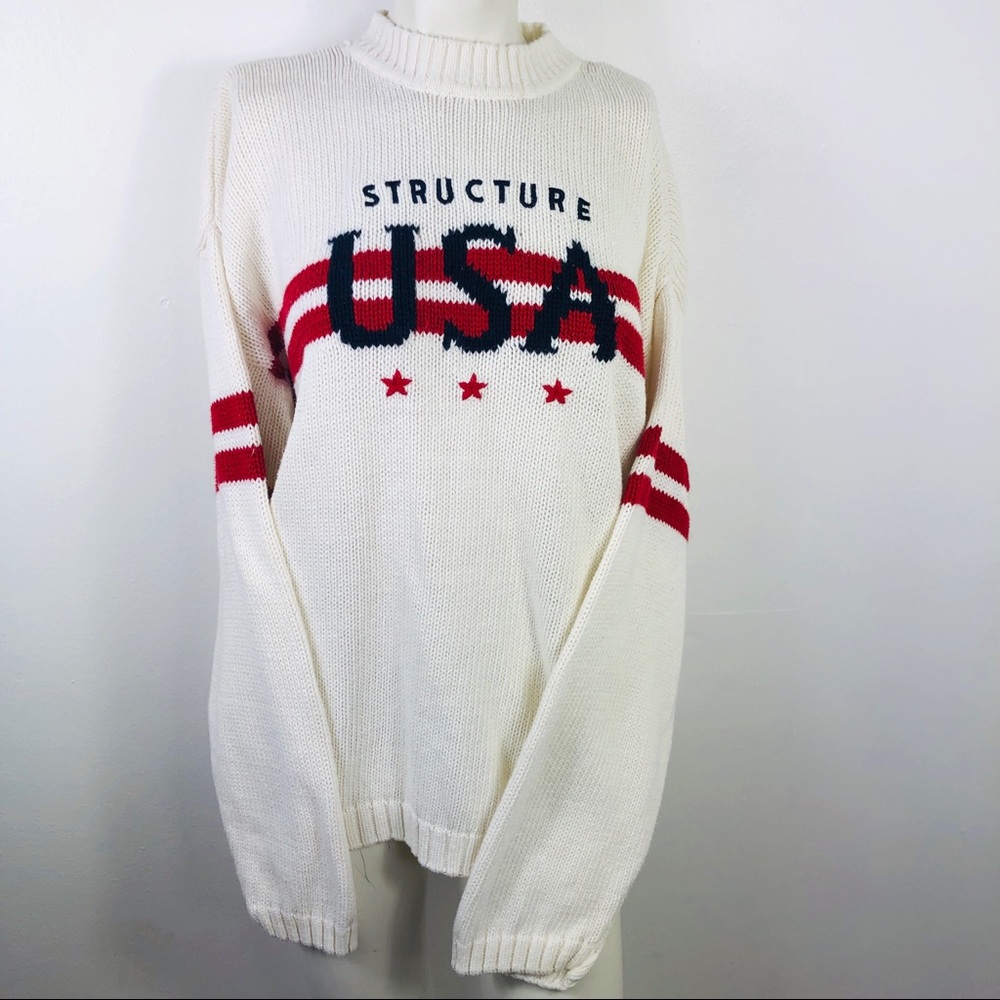 Structure Oversized Knit Sweater With Red Stripes